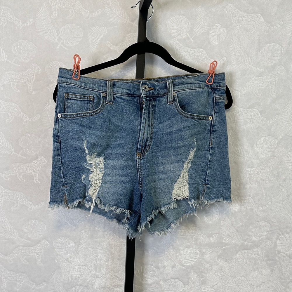 Kendall & Kylie Distressed Blue Denim Shorts